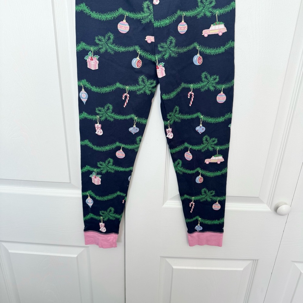 The Beaufort Bonnet Company Navy Pajama Bottoms with Ornament Print sz 10 - Picture 5 of 6